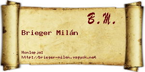Brieger Milán névjegykártya