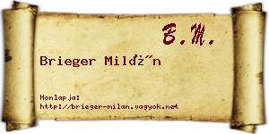 Brieger Milán névjegykártya